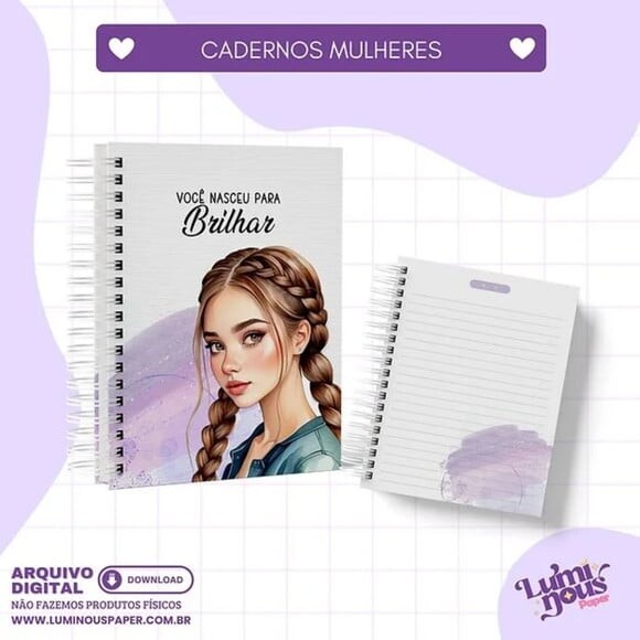 Arquivo Digital Combo 10 Cadernos Mulheres A5 -2135
