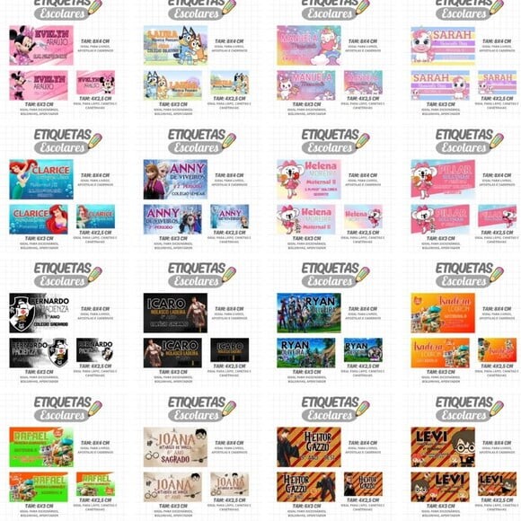 Arquivo Digital Combo 150 Etiquetas Escolares -1282
