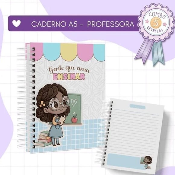 Arquivo Digital Combo 5 Estrelas Caderno Professora A5 -4747