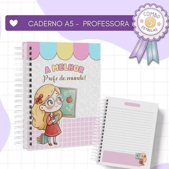 Arquivo Digital Combo 5 Estrelas Caderno Professora A5 -4747