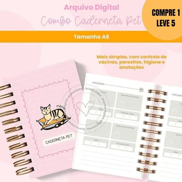 Arquivo Digital Combo Caderneta Pet -5838