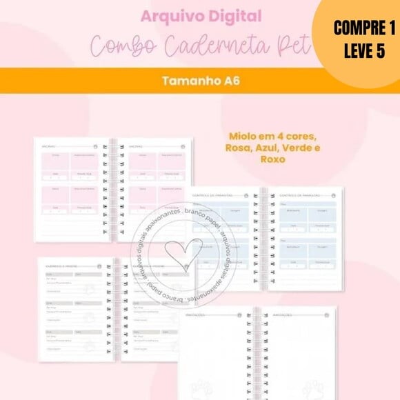 Arquivo Digital Combo Caderneta Pet -5838