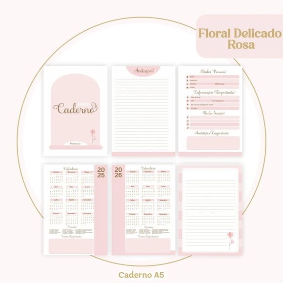 Arquivo Digital Combo Floral Delicado Rosa Agenda 2025 -325