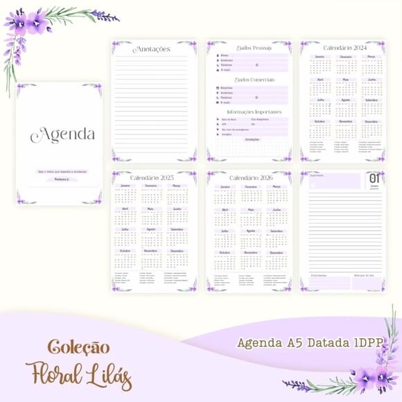 Arquivo Digital Combo Floral Lilás Agenda 2025 -687