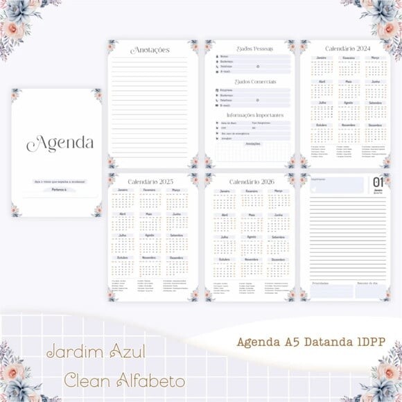 Arquivo Digital Combo Jardim Azul Clean Alfabeto 2025 -1001