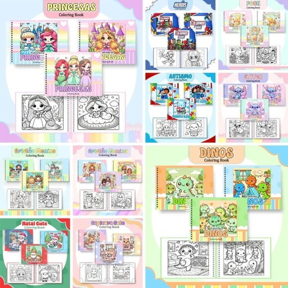 Arquivo Digital Combo Livros de Colorir 30 Temas -3202