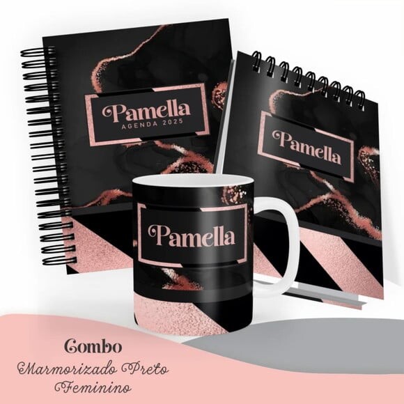 Arquivo Digital Combo Marmorizado Preto Feminino -825