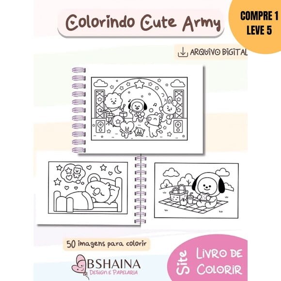 Arquivo Digital Cute Army Bts21 Livro de Colorir -3652