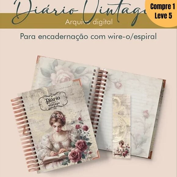 Arquivo Digital Diário Vintage 2 para Wire-o Espiral-817