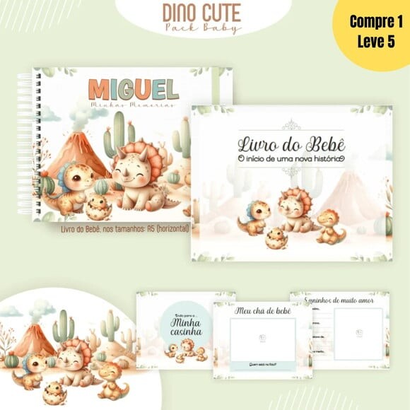 Arquivo Digital Dino Clean Cute Livro do Bebê - 372