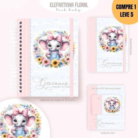 Arquivo Digital Elefantinha Floral Livro do Bebe -225