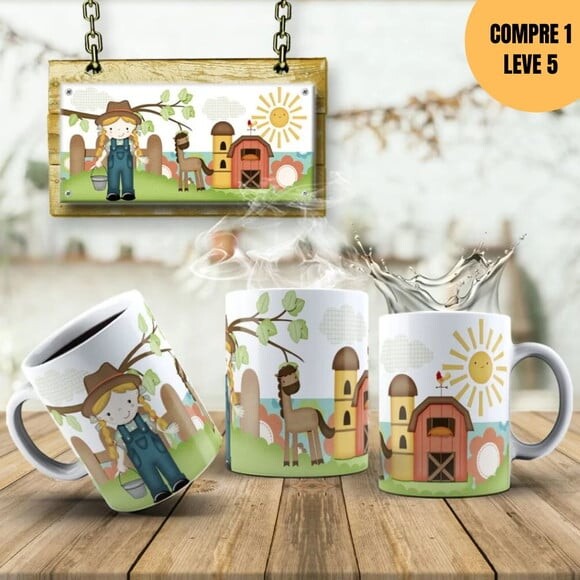 Arquivo Digital Estampas Fazendinha Canecas -4095