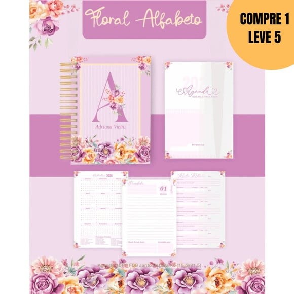 Arquivo Digital Floral Alfabeto Agendas Planners 2026 -5720
