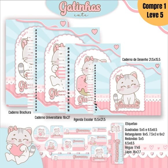 Arquivo Digital Gatinhas Cute Kit Escolar 2025 -811