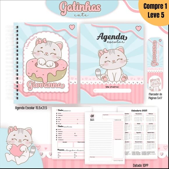 Arquivo Digital Gatinhas Cute Kit Escolar 2025 -811