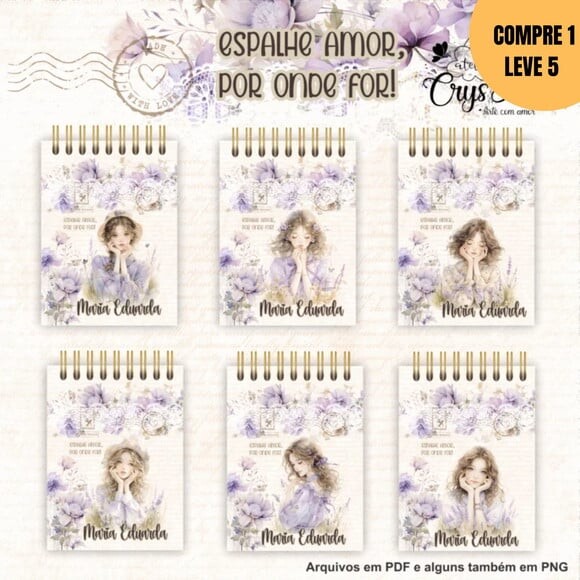 Arquivo Digital Kit Floral Lilás Encadernação -3160