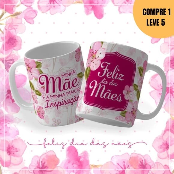 Arquivo Digital Kit Floral Mãe Estampas para Canecas -2411