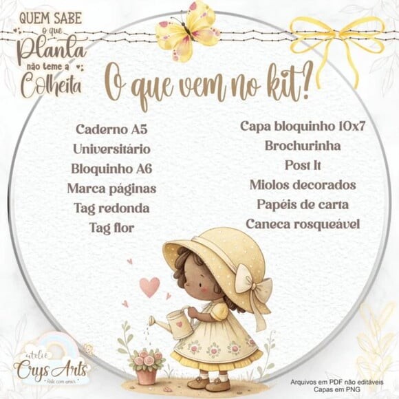 Arquivo Digital Kit Meninas Regador Encadernação -2386