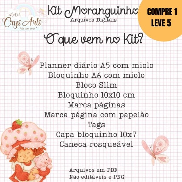 Arquivo Digital Kit Moranguinho Encadernação -5066