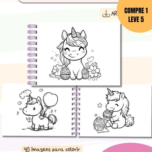 Arquivo Digital Livro de Colorir Unicornios Encantados -1645