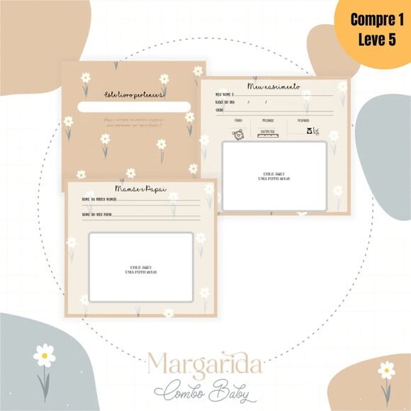 Arquivo Digital Margaridas 1 Kit Livro do Bebê -613