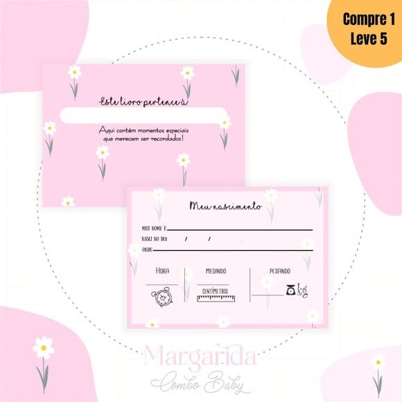 Arquivo Digital Margaridas 2 Kit Livro do Bebê -619