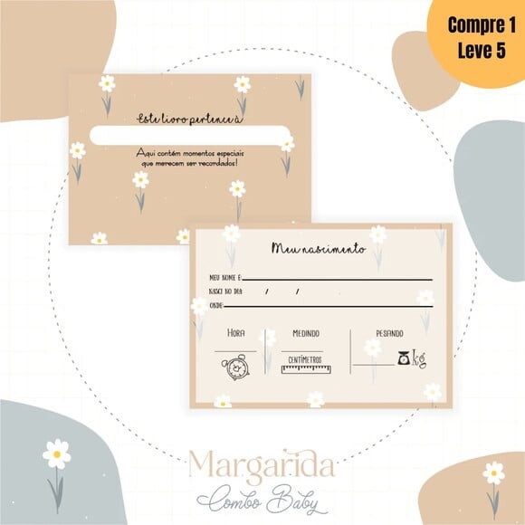 Arquivo Digital Margaridas 1 Kit Livro do Bebê -613