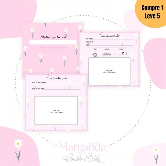 Arquivo Digital Margaridas 2 Kit Livro do Bebê -619