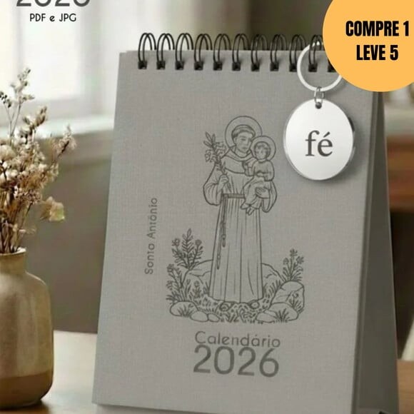 Arquivo Digital Mini Calendário de Mesa A6 Versão Masculina
