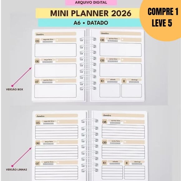 Arquivo Digital Mini Planner 2026 A6 -4677
