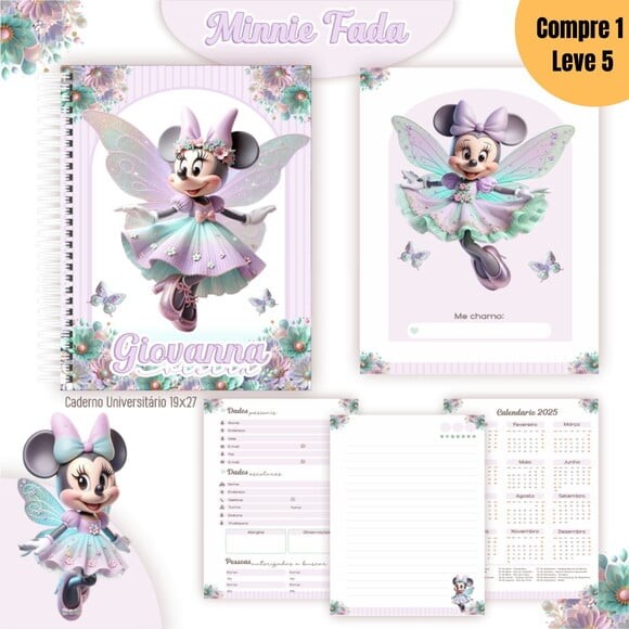 Arquivo Digital Minnie Fada Kit Escolar 2025 -1044