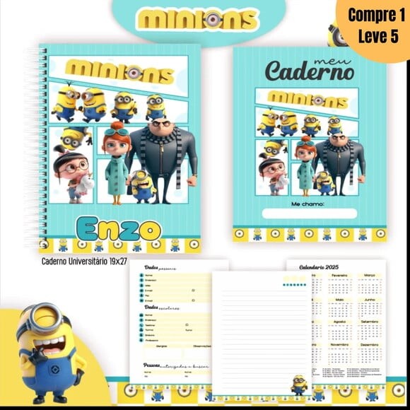 Arquivo Digital Minnions Kit Escolar 2025 -816
