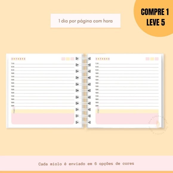 Arquivo Digital Miolo Agenda Não Datada Mini Quadrada -1801