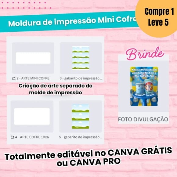 Arquivo Digital Moldura para Impressão Cofrinho -5204
