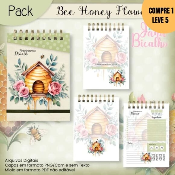 Arquivo Digital Pack Bee Honey Flowers -3020