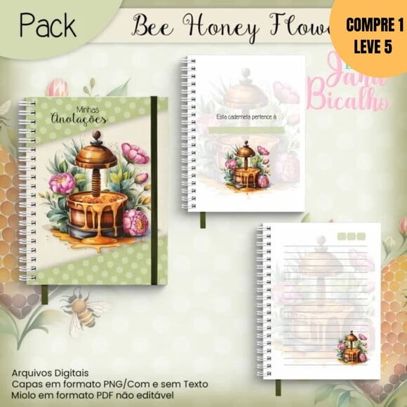 Arquivo Digital Pack Bee Honey Flowers -3020