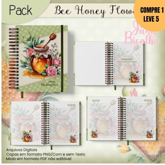 Arquivo Digital Pack Bee Honey Flowers -3020
