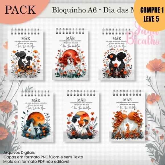 Arquivo Digital Pack Bloquinho A6 Dia das Mães -3024