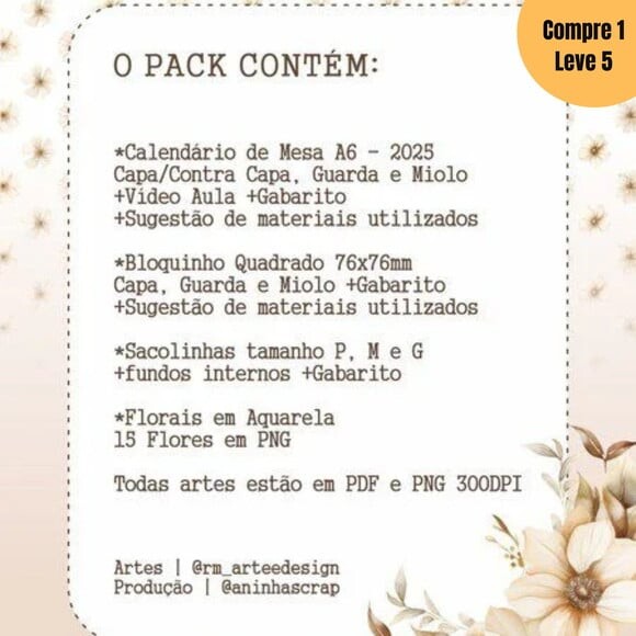 Arquivo Digital Pack Calendário Mesa A6 2025 -563