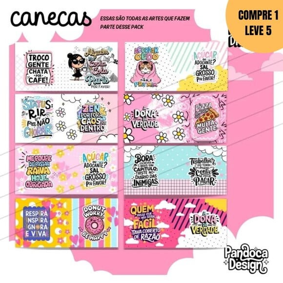 Arquivo Digital Pack Frases Divertidas + Canecas -2584