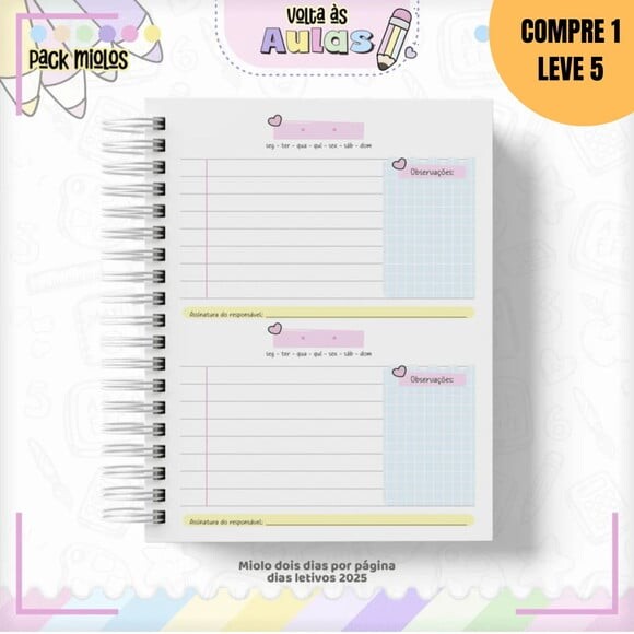 Arquivo Digital Pack Miolos de Agendas Escolares A5 -1472