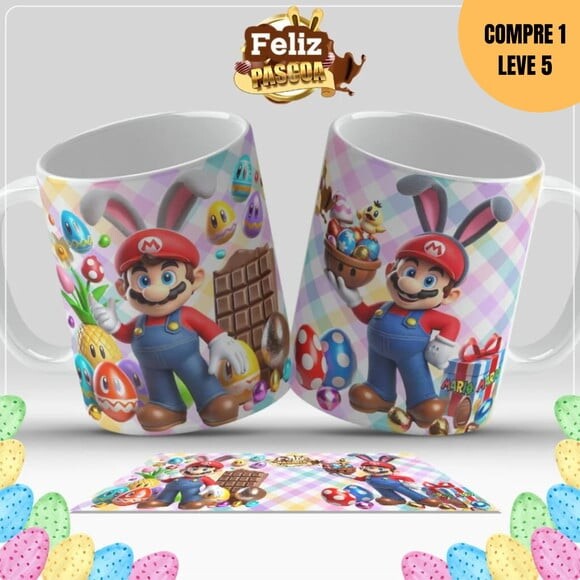 Arquivo Digital Páscoa Personagens Artes para Caneca -2722