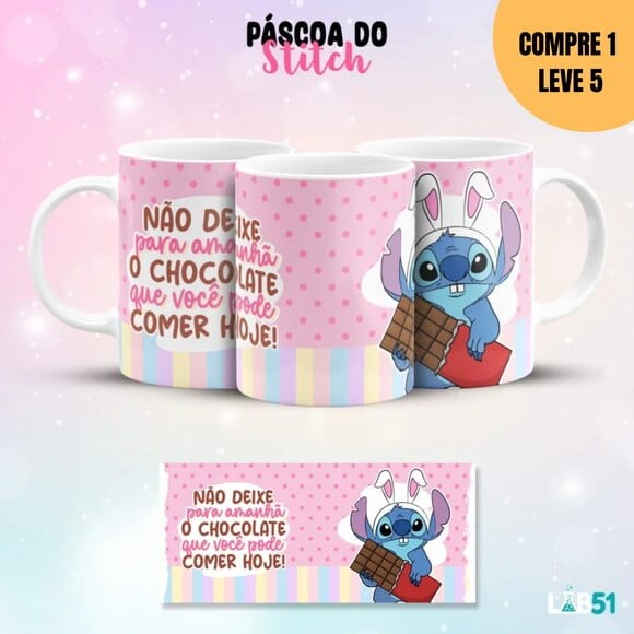 Arquivo Digital Páscoa Stitch Artes para Canecas -2101