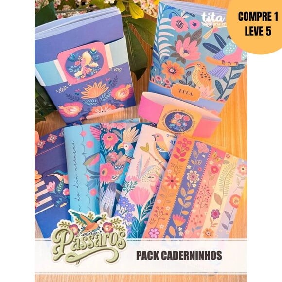 Arquivo Digital Pássaros Pack Caderninhos A5 -4098