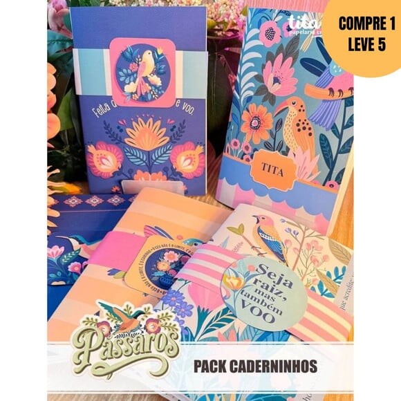 Arquivo Digital Pássaros Pack Caderninhos A5 -4098