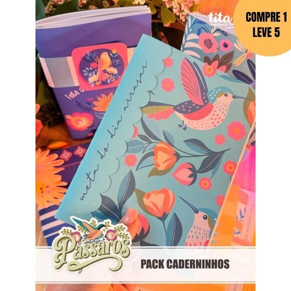 Arquivo Digital Pássaros Pack Caderninhos A5 -4098