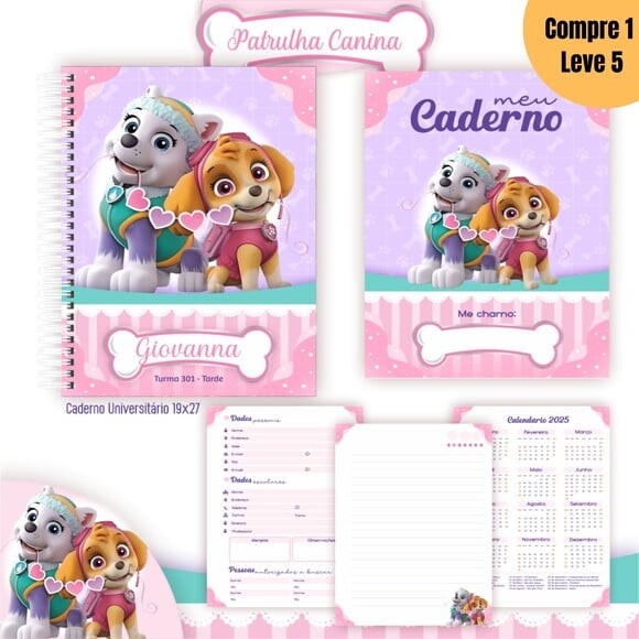 Arquivo Digital Patrulha Canina Menina Kit Escolar 2025-1049