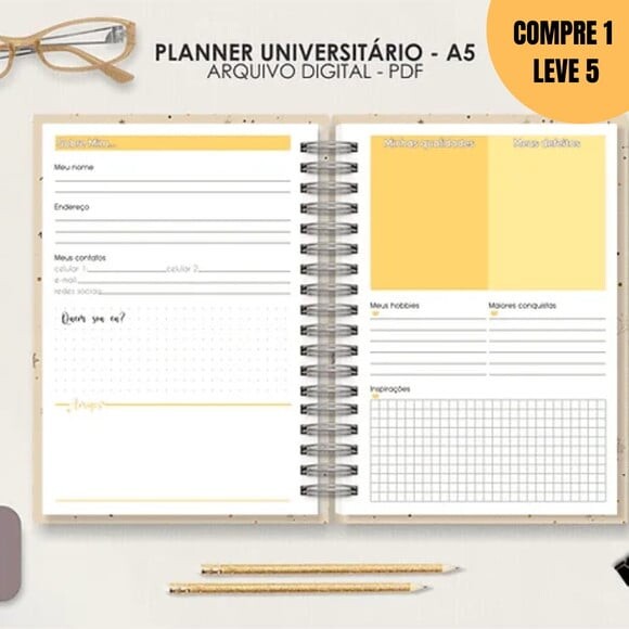 Arquivo Digital Planner A5 Datado Horinzontal -1443