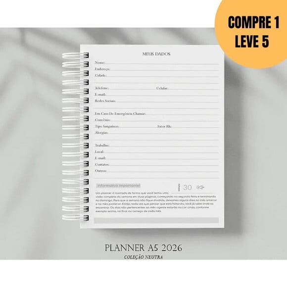 Arquivo Digital Planner A5 Neutro 2026 -4988