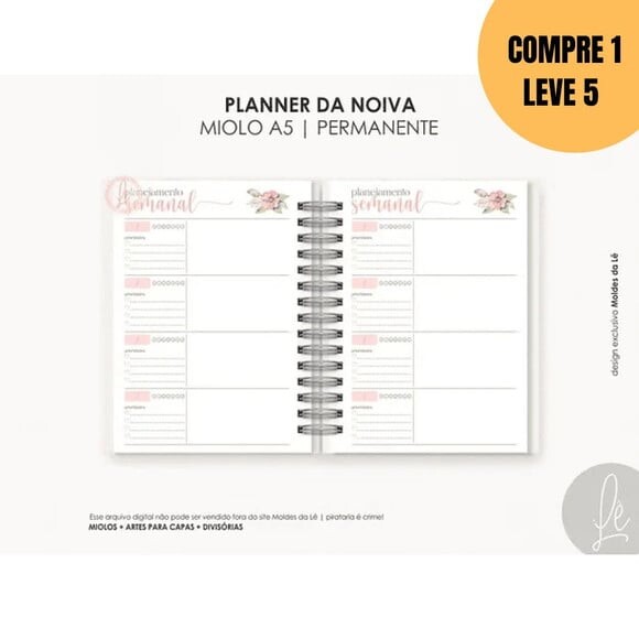 Arquivo Digital Planner da Noiva 12 Meses -4999